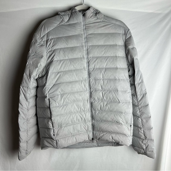 lululemon men’s navigation stretch down goose down hoodie in silver drop - Picture 9 of 14
